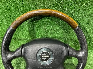 Руль MOMO дерево SUBARU LEGACY LANCASTER OEM 34311AE310 BHE BH9 BH5 2001 SILVER/GREY 1U2