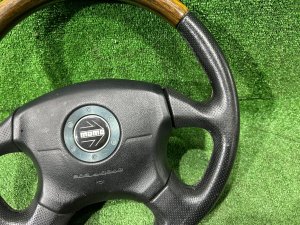 Руль MOMO дерево SUBARU LEGACY LANCASTER OEM 34311AE310 BHE BH9 BH5 2001 SILVER/GREY 1U2