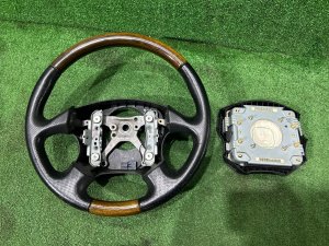 Руль MOMO дерево SUBARU LEGACY LANCASTER OEM 34311AE310 BHE BH9 BH5 2001 SILVER/GREY 1U2